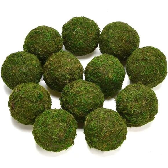 Natural Green Moss Decorative Ball,Handmade (3.5"-Set of 6) - Picture 1 of 8